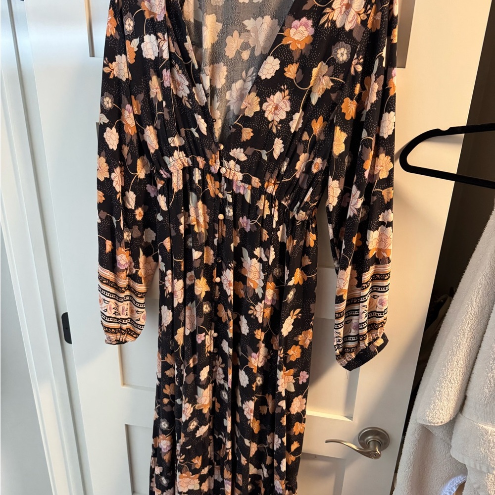 Floral Black and Pink Women's Dress